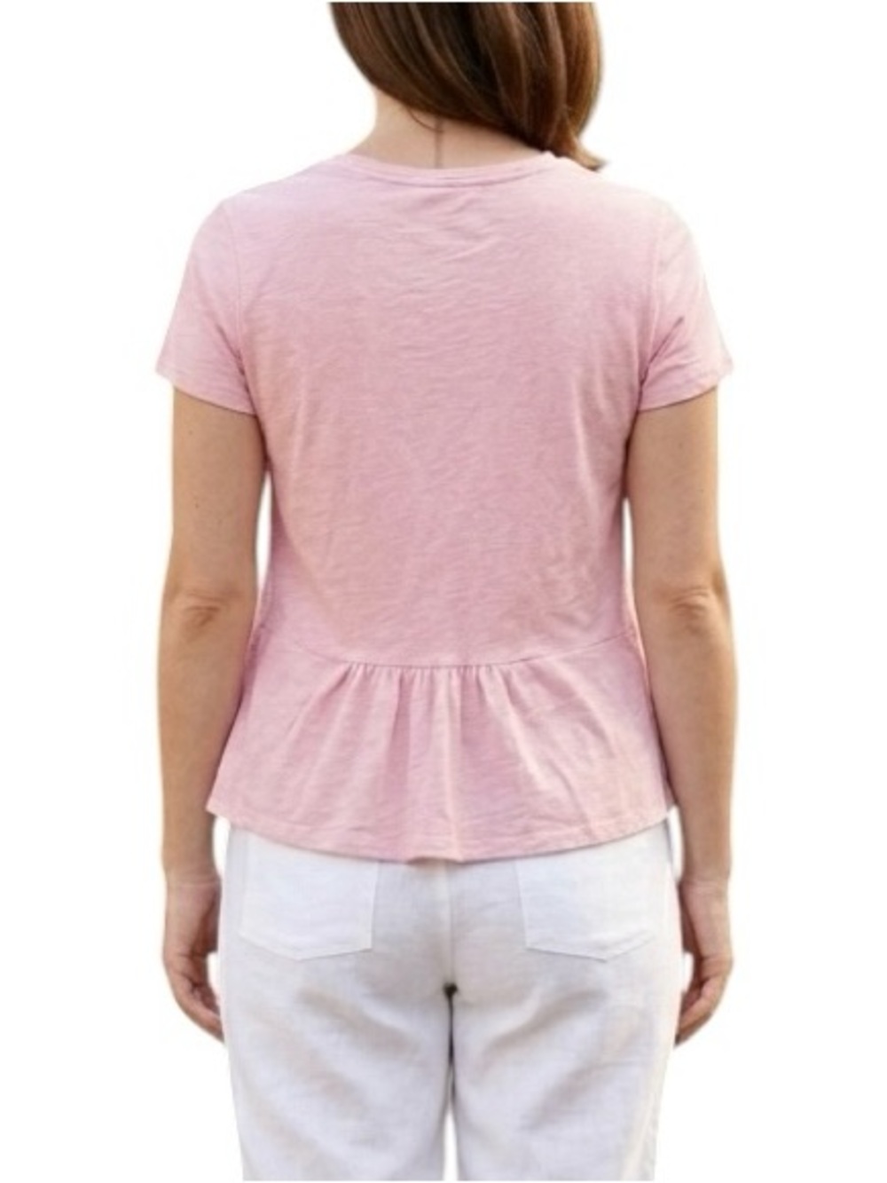 Boden Pink Tshirt Back Ruffle Peplum Cute Feminine Pastel M